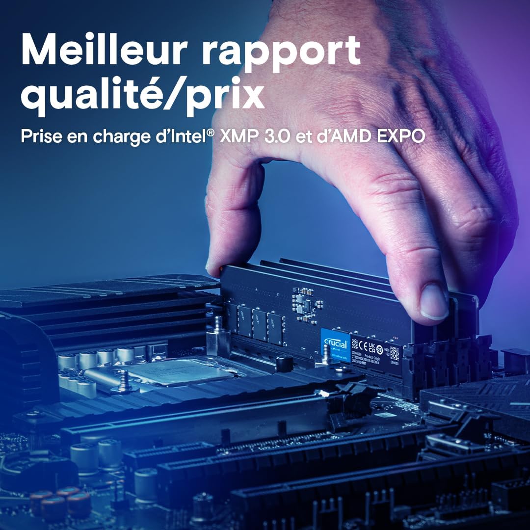 Barrette mémoire 16Go DIMM DDR5 Crucial Classic 5600MHz